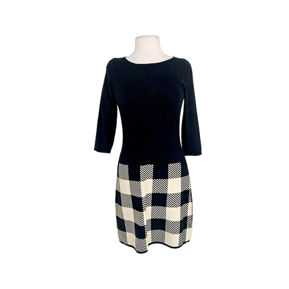 LRL Ralph Lauren Black & Plaid Mixed Media Dress